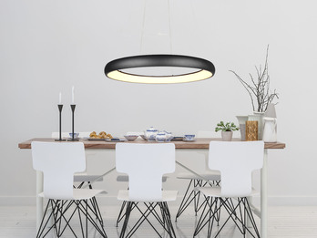 LED Pendelleuchte CARDONA Schwarz, dimmbar & 3 Lichtfarben, Ø 75cm groß