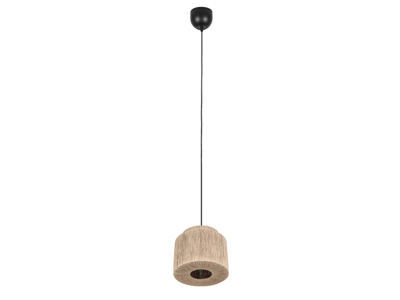 Pendelleuchte 1-flammig aus Jute Natur im Boho Stil mit E27 LED, Ø 31cm