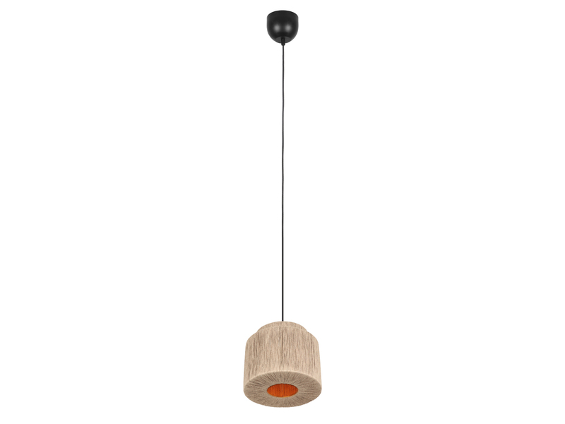 Pendelleuchte 1-flammig aus Jute Natur im Boho Stil mit E27 LED, Ø 31cm