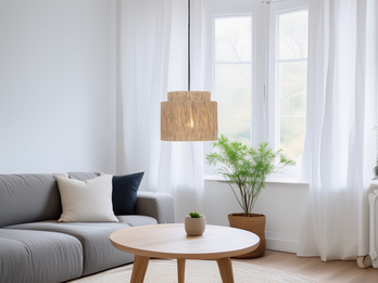 Pendelleuchte 1-flammig aus Jute Natur im Boho Stil mit E27 LED, Ø 31cm Pendelleuchte 1-flammig aus Jute Natur im Boho Stil mit E27 LED, Ø 31cm