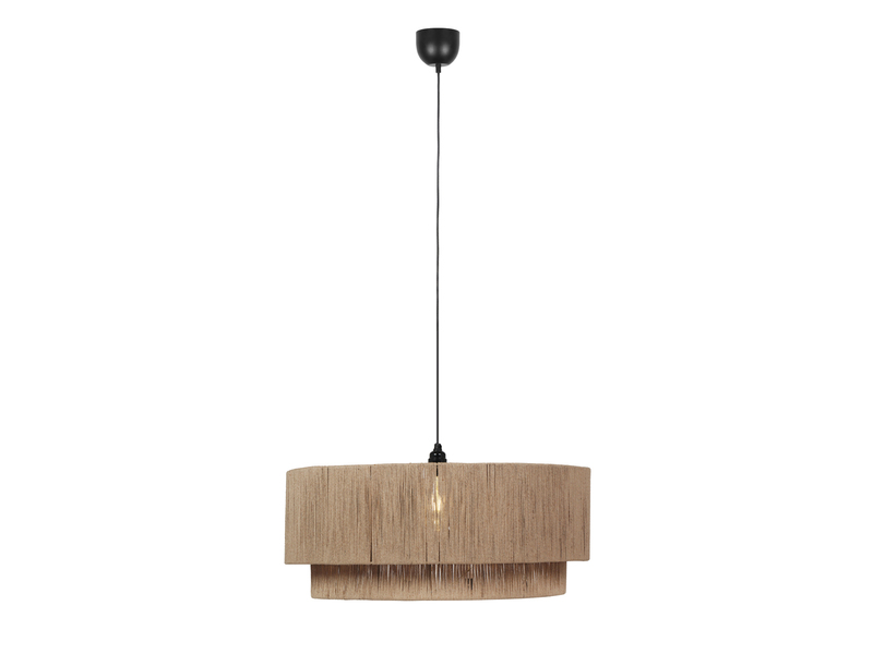 Große LED Pendelleuchte 1-flammig aus Jute Natur im Boho Stil, Ø 60cm