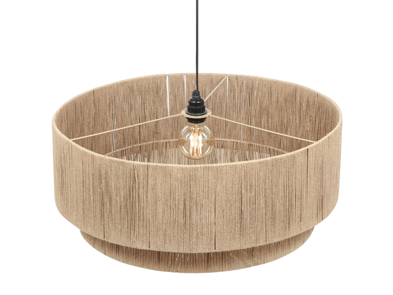 Große Pendelleuchte 1-flammig aus Jute Natur im Boho Stil mit E27 LED, Ø 60cm