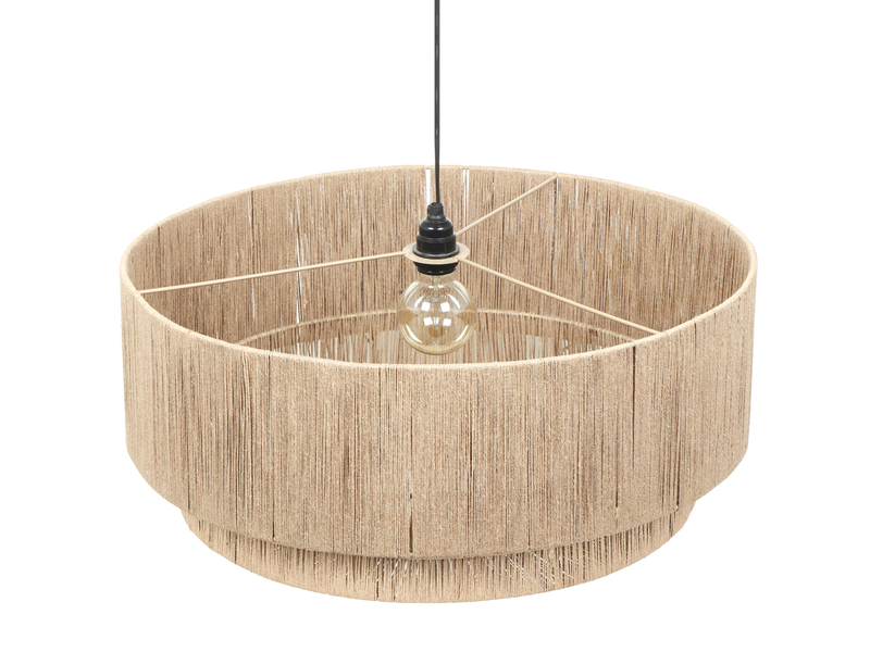 Große LED Pendelleuchte 1-flammig aus Jute Natur im Boho Stil, Ø 60cm