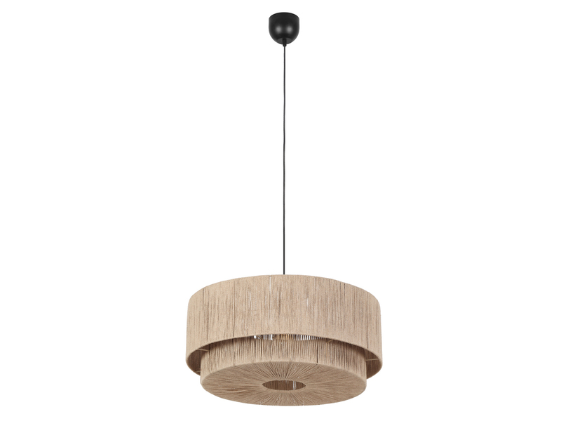 Große Pendelleuchte 1-flammig aus Jute Natur im Boho Stil mit E27 LED, Ø 60cm