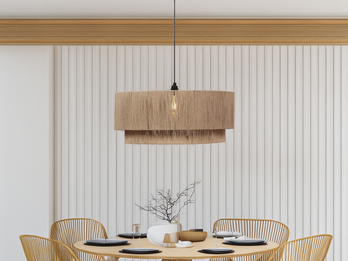 Große Pendelleuchte 1-flammig aus Jute Natur im Boho Stil mit E27 LED, Ø 60cm Große Pendelleuchte 1-flammig aus Jute Natur im Boho Stil mit E27 LED, Ø 60cm