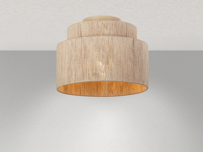 Deckenleuchte aus Jute Natur im Boho Stil mit E27 LED, Ø 30cm