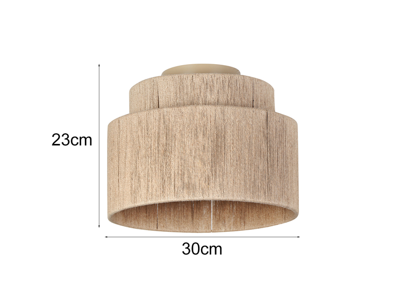 Deckenleuchte aus Jute Natur im Boho Stil mit E27 LED, Ø 30cm