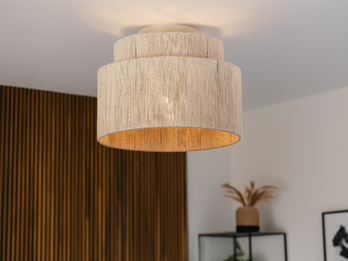 LED Deckenleuchte aus Jute Natur im Boho Stil, Ø 30cm