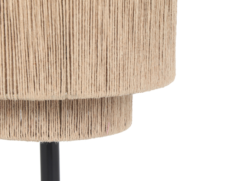Große Tischleuchte aus Jute Natur im Boho Stil mit E27 LED, Höhe 45cm