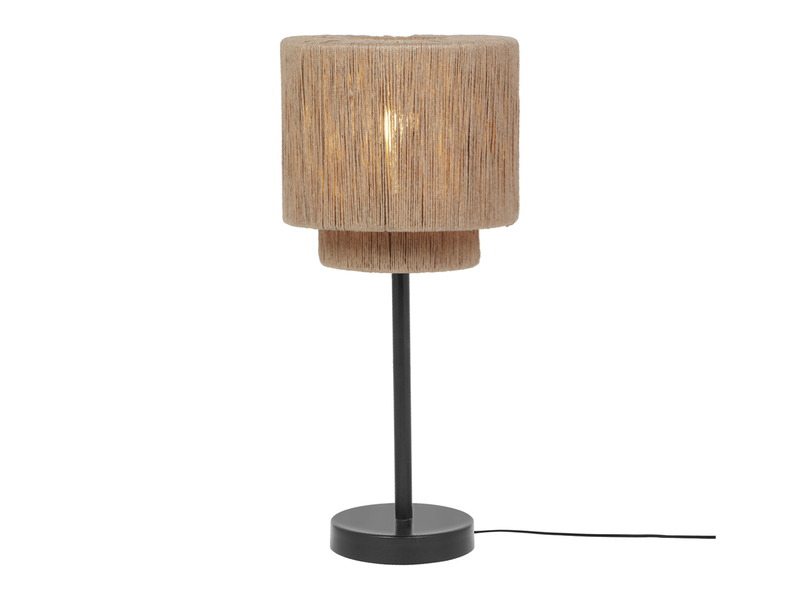 Große Tischleuchte aus Jute Natur im Boho Stil mit E27 LED, Höhe 45cm