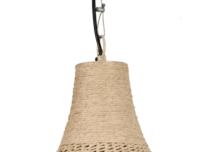 Große LED Boho Pendelleuchte 1-flammig mit Lampenschirm aus Jute, Ø 54cm