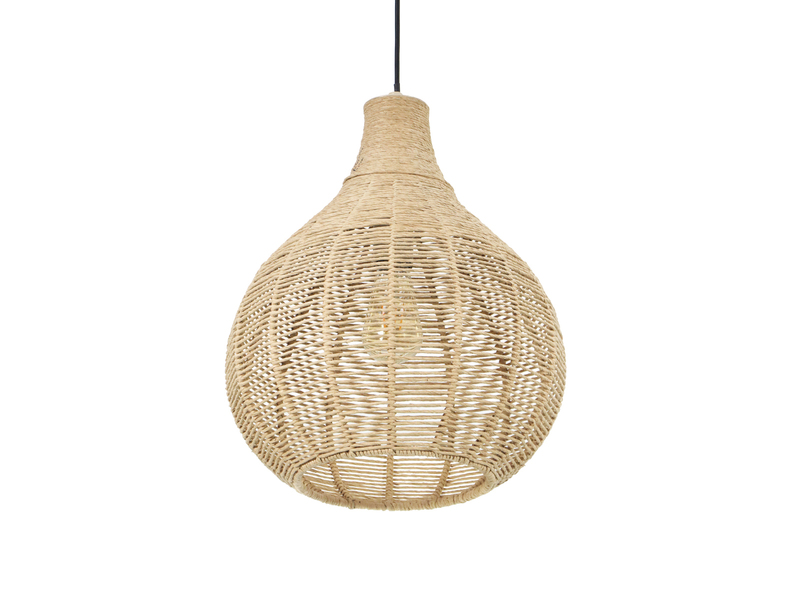 LED Pendelleuchte 1-flammig mit Lampenschirm aus Jute, Ø 34cm