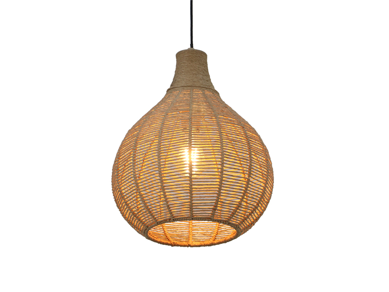 LED Pendelleuchte 1-flammig mit Lampenschirm aus Jute, Ø 34cm