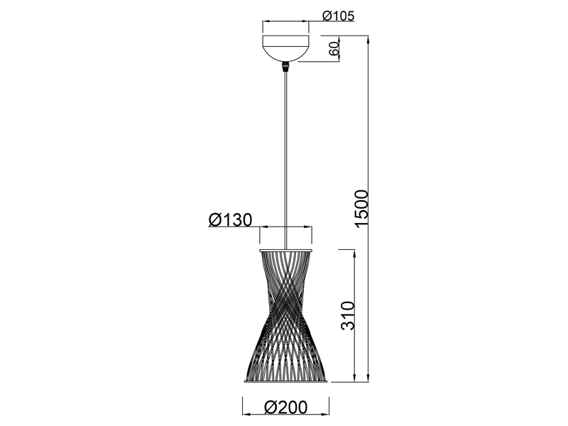 Kleine LED Pendelleuchte 1-flammig mit Lampenschirm aus Papiergarn, Ø 20cm