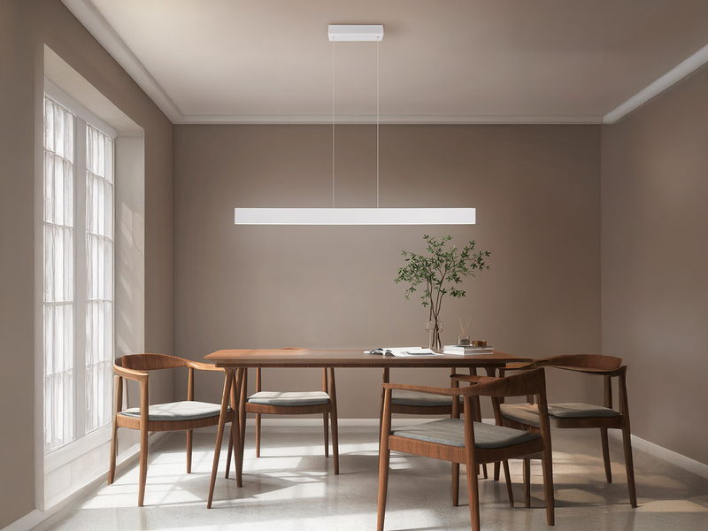 Höhenverstellbare LED Pendelleuchte GALWAY dimmbar, Hellgrau Breite 150cm