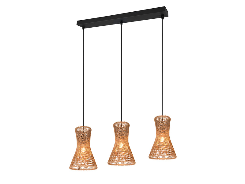 LED Pendelleuchte 3-flammig mit Lampenschirmen aus Papiergarn, B: 75cm