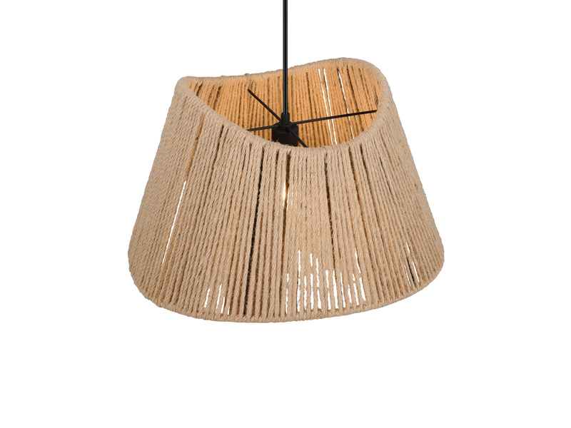 Große LED Pendelleuchte mit Lampenschirm geflochten aus Jute Natur, Ø 52cm