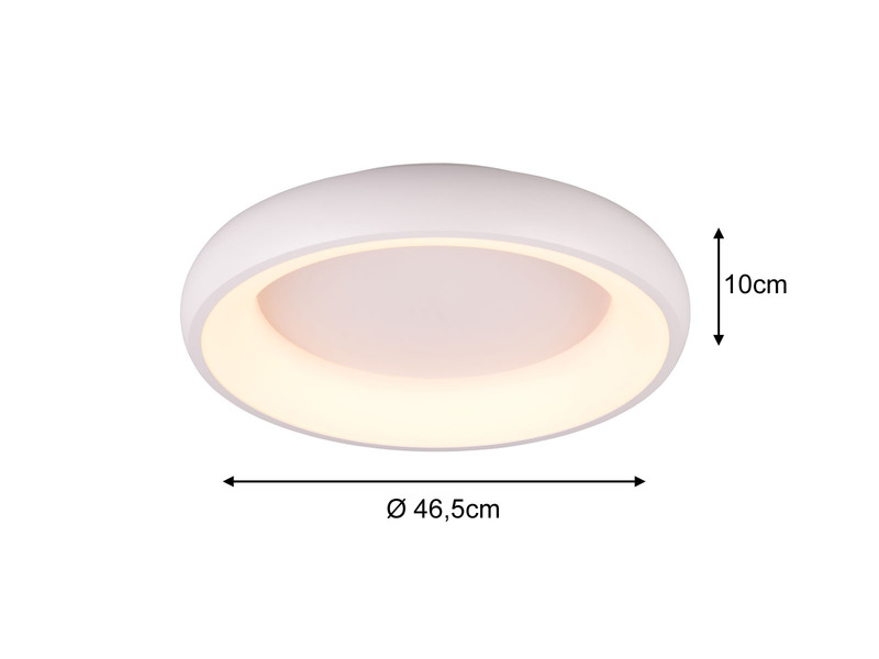 Flache LED Deckenleuchte CARDONA Weiß, dimmbar & 3 Lichtfarben, Ø 46,5cm