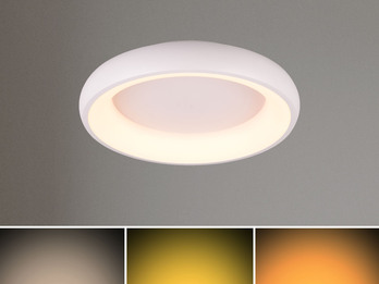 Flache LED Deckenleuchte CARDONA Weiß, dimmbar & 3 Lichtfarben, Ø 46,5cm