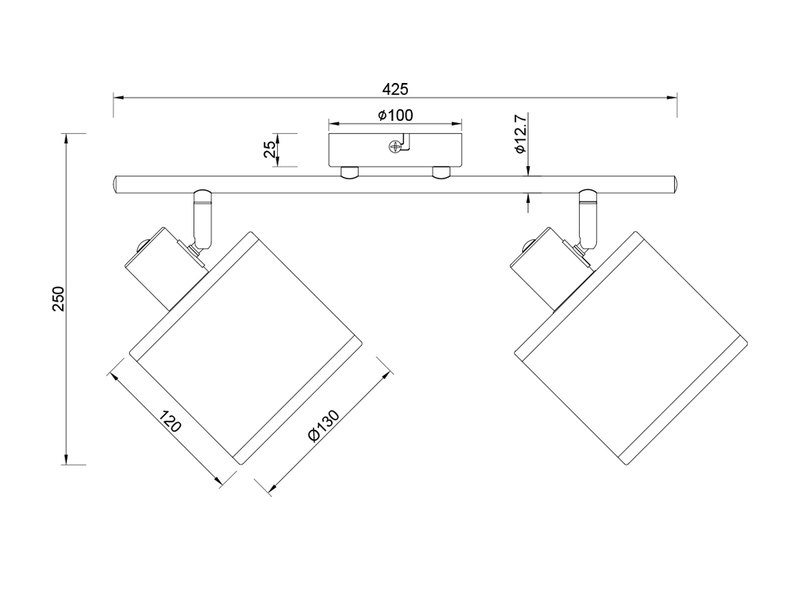 LED Deckenstrahler 2-flammig mit Lampenschirmen aus Bast, Breite 42cm