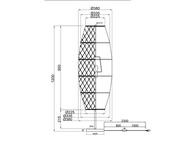 Kleine Boho Stehlampe HIVE mit Lampenschirm geflochten Hanfseil, H: 120cm