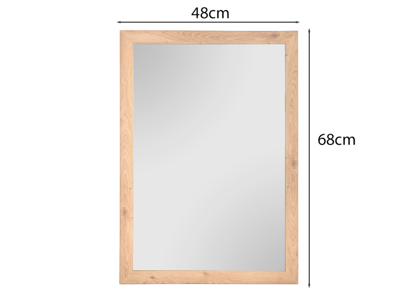 Wandspiegel KIM rechteckig mit Rahmen in Holz Dekor 48 x 68cm