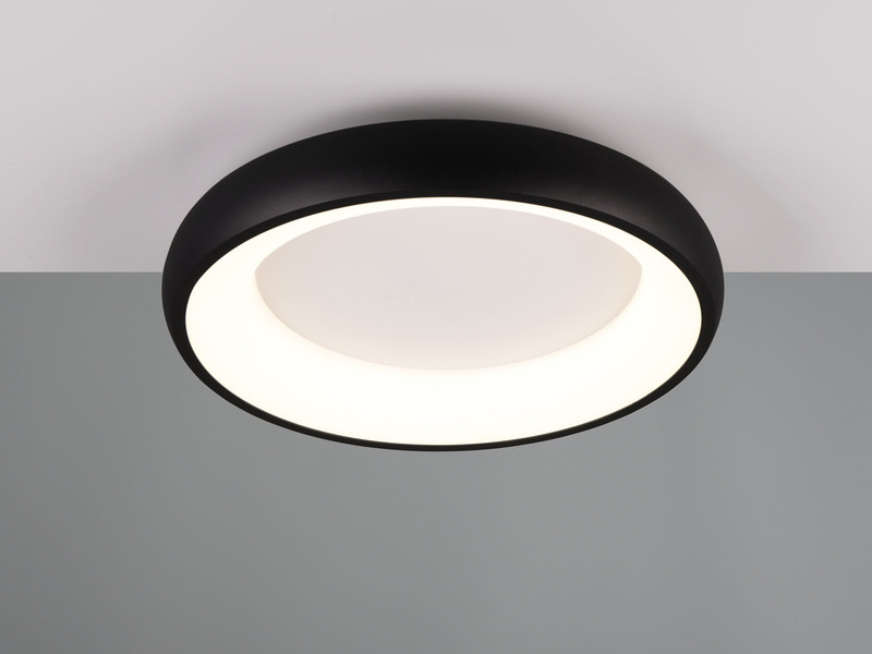 Flache LED Deckenleuchte CARDONA Schwarz, dimmbar & 3 Lichtfarben, Ø 46,5cm