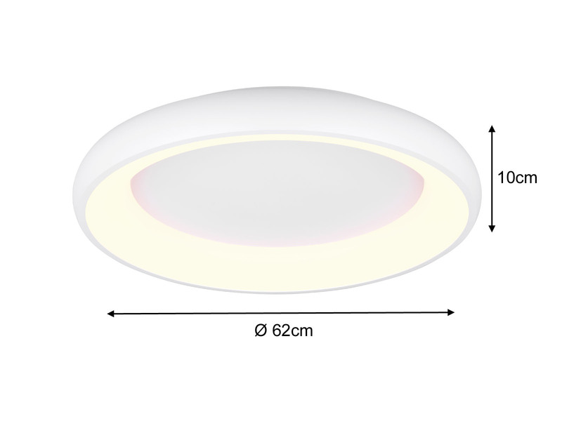 Flache LED Deckenleuchte CARDONA Weiß, dimmbar & 3 Lichtfarben, Ø 62cm groß