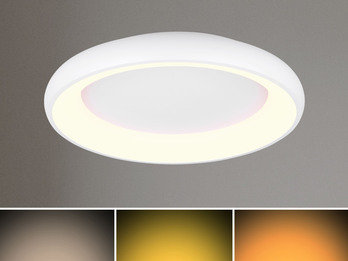 Flache LED Deckenleuchte CARDONA groß Weiß, dimmbar & 3 Lichtfarben, Ø 62cm