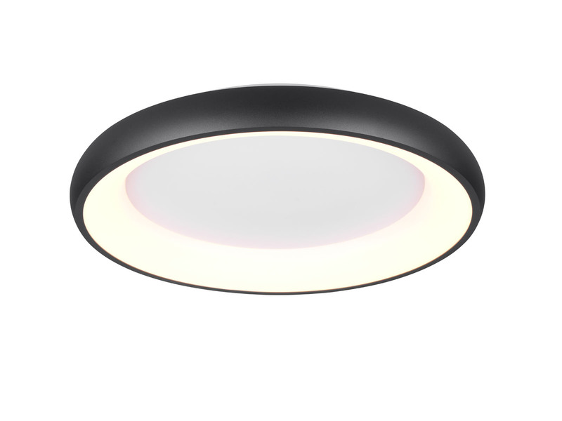 Flache LED Deckenleuchte CARDONA Schwarz, dimmbar & 3 Lichtfarben, Ø 62cm groß