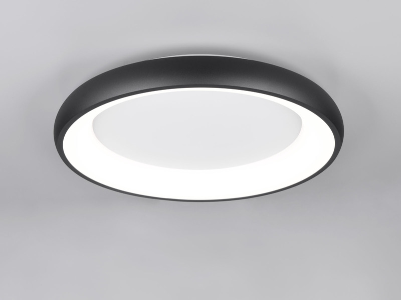 Flache LED Deckenleuchte CARDONA groß Schwarz, dimmbar & 3 Lichtfarben, Ø 62cm