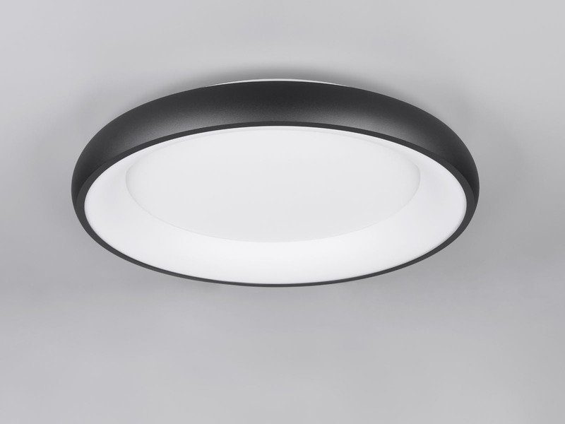 Flache LED Deckenleuchte CARDONA groß Schwarz, dimmbar & 3 Lichtfarben, Ø 62cm