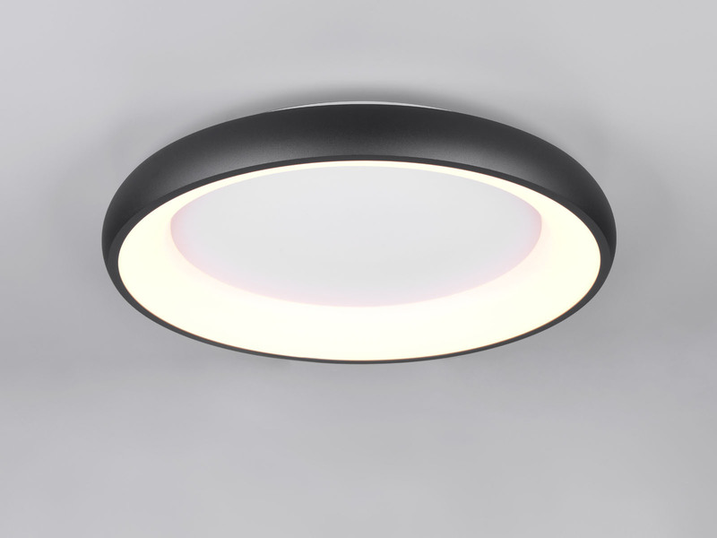 Flache LED Deckenleuchte CARDONA groß Schwarz, dimmbar & 3 Lichtfarben, Ø 62cm