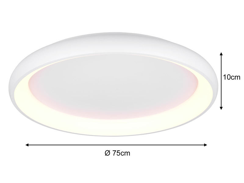 Große LED Deckenleuchte CARDONA hell & dimmbar über Schalter, Weiß rund Ø 75cm
