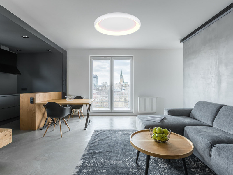 Große LED Deckenleuchte CARDONA hell & dimmbar über Schalter, Weiß rund Ø 75cm