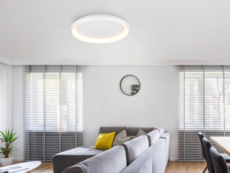 Große LED Deckenleuchte CARDONA hell & dimmbar über Schalter, Weiß rund Ø 75cm