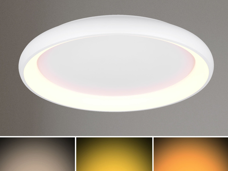 Große LED Deckenleuchte CARDONA hell & dimmbar über Schalter, Weiß rund Ø 75cm