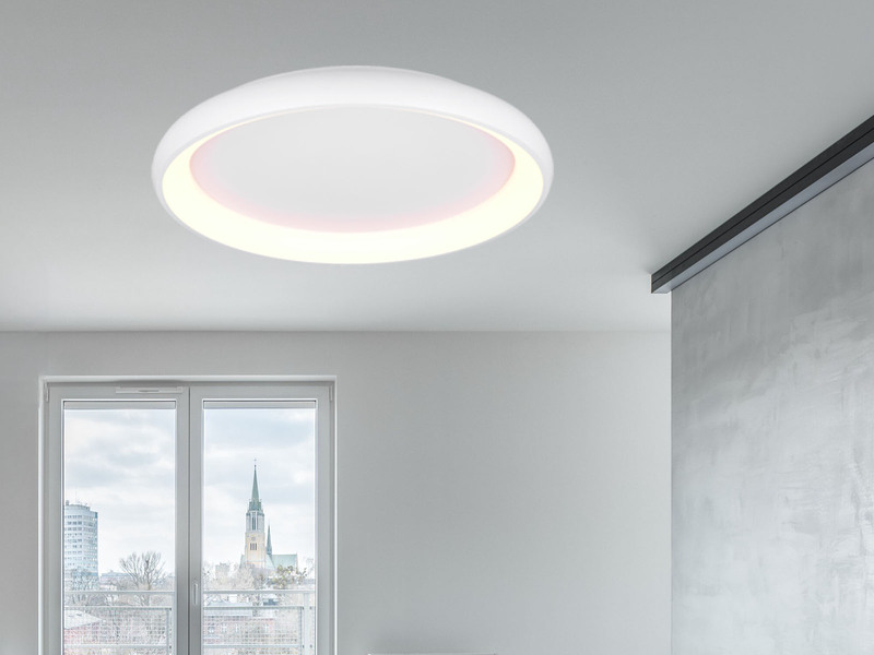 Große LED Deckenleuchte CARDONA hell & dimmbar über Schalter, Weiß rund Ø 75cm