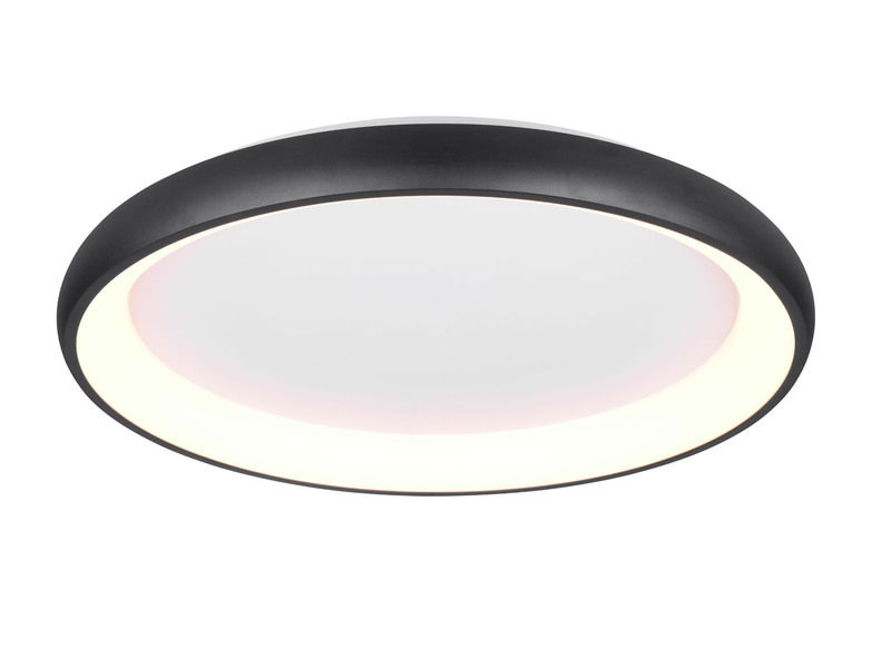 Große LED Deckenleuchte CARDONA hell, dimmbar über Schalter, Schwarz rund Ø 75cm