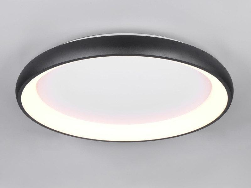 Große LED Deckenleuchte CARDONA hell, dimmbar über Schalter, Schwarz rund Ø 75cm