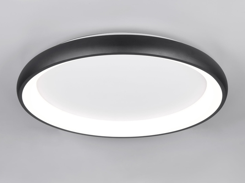 Große LED Deckenleuchte CARDONA hell, dimmbar über Schalter, Schwarz rund Ø 75cm