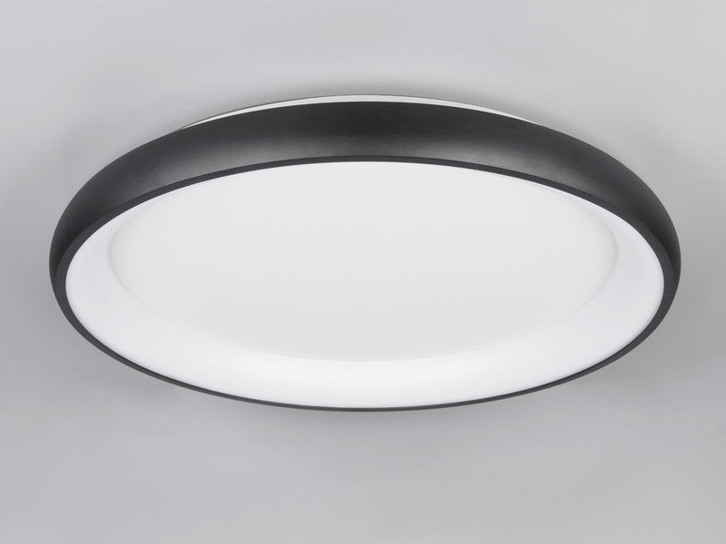 Große LED Deckenleuchte CARDONA hell, dimmbar über Schalter, Schwarz rund Ø 75cm