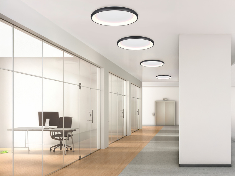 Große LED Deckenleuchte CARDONA hell, dimmbar über Schalter, Schwarz rund Ø 75cm
