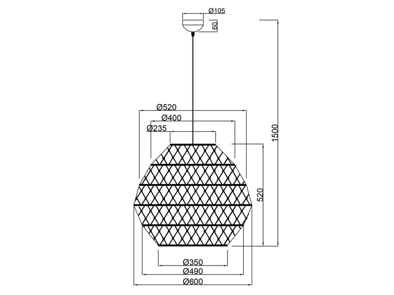 Große LED Boho Pendelleuchte mit Lampenschirm geflochten Hanfseil, Ø 60cm