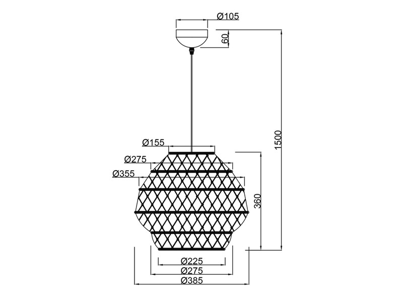 Boho LED Pendelleuchte mit Lampenschirm geflochten aus Hanfseil, Ø 38cm