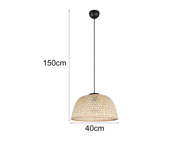 LED Pendelleuchte mit Korbgeflecht Lampenschirm aus Bambus, Ø 40cm