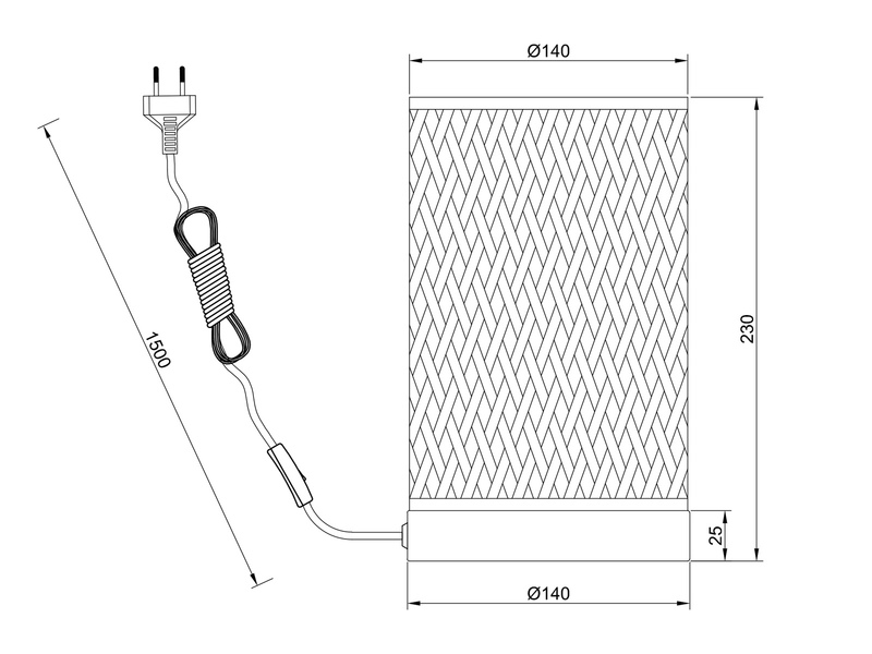 Kleine LED Tischleuchte mit Korbgeflecht Lampenschirm aus Bambus, Höhe 23cm