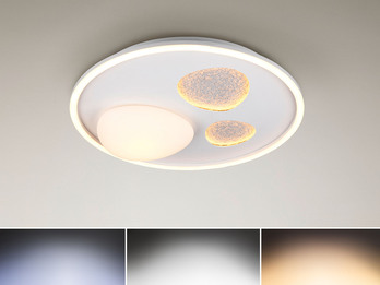 LED Deckenleuchte PEBBLE groß Weiß mit Fernbedienung dimmbar, Ø 50cm