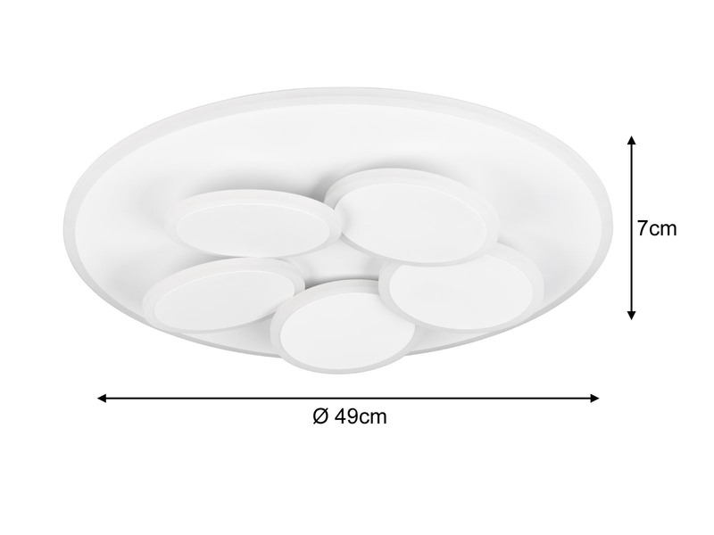 LED Deckenleuchte MANDALA Weiß mit Fernbedienung dimmbar & Tageslicht Ø 49cm