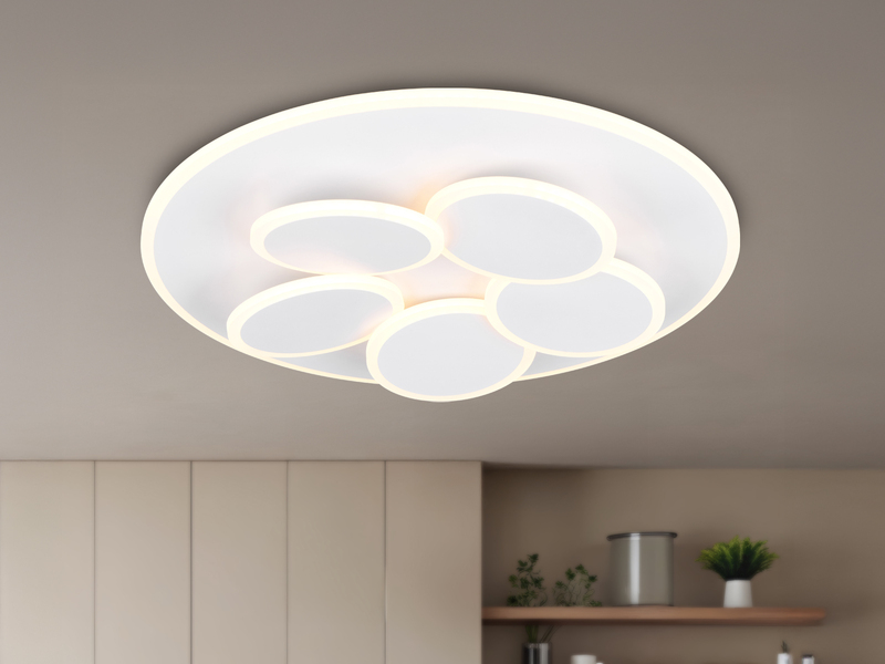 LED Deckenleuchte MANDALA Weiß mit Fernbedienung dimmbar & Tageslicht Ø 49cm